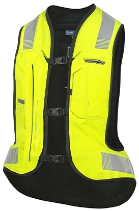 HELITE E-Turtle V2, Airbag voor de motorfietsrijder, Fluo Geel King Size